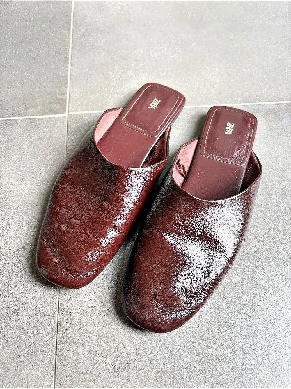 Zara Brown Leather Mules